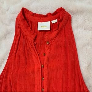 Maeve - Red/Orange Button Up Top - Size L